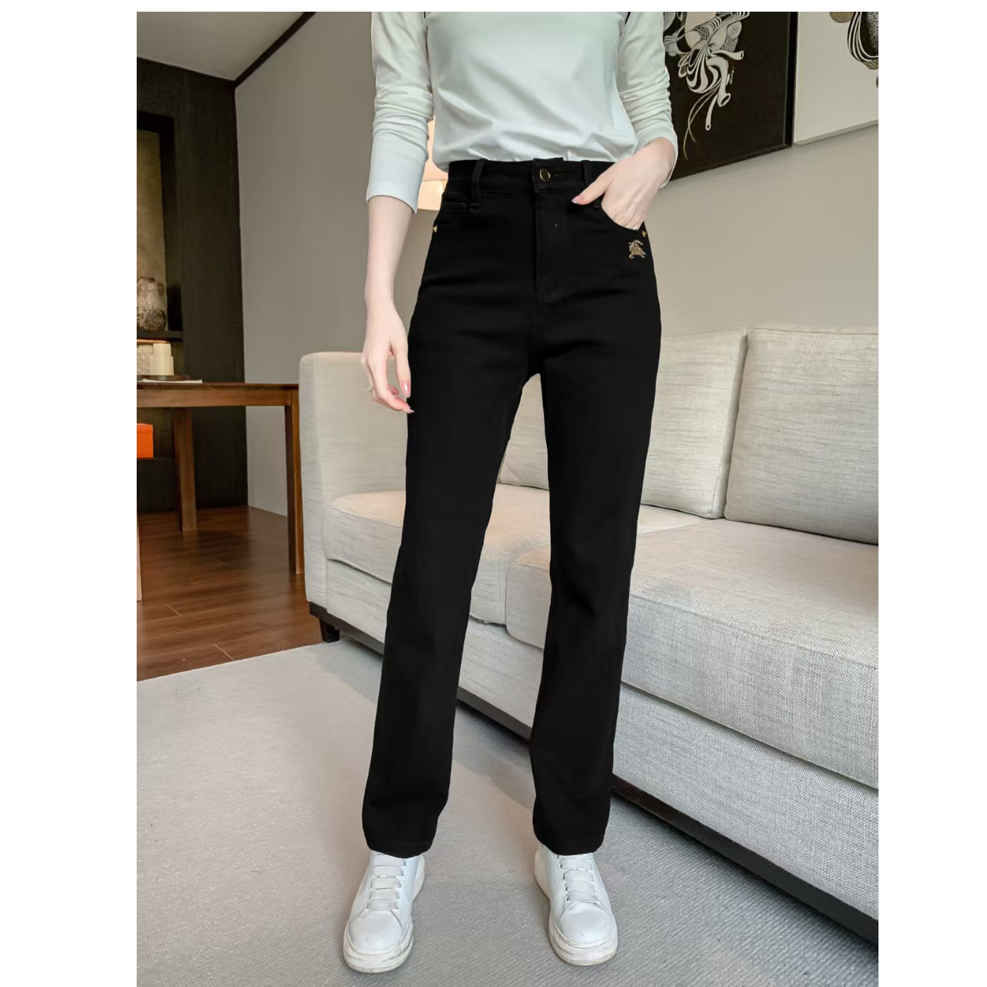 【F4097】女款牛仔裤时尚百搭牛仔裤 