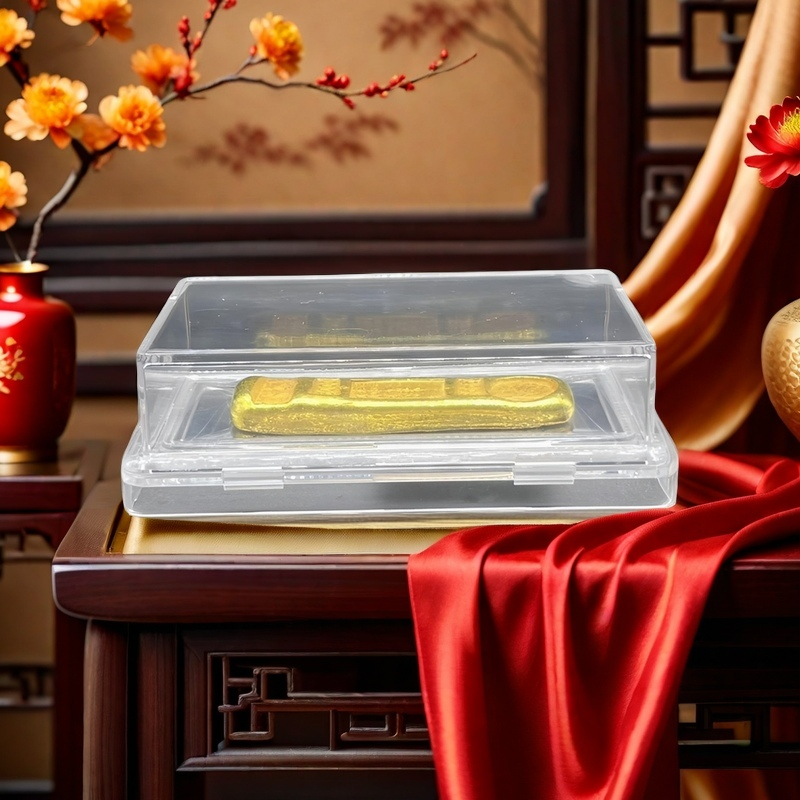 长条金色小黄鱼实心9999 大袁头 水晶礼品盒G050