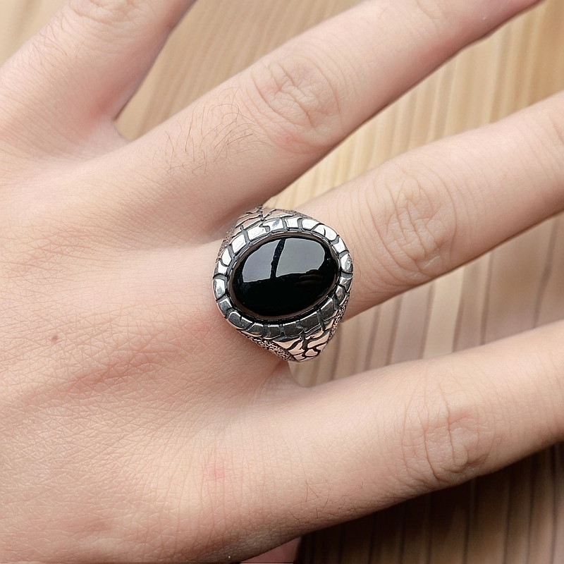 和田玉S925银镶嵌气质时尚复古个性银色重工银戒小众古风精致