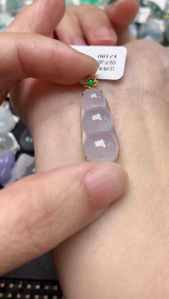 颈饰18K金镶嵌翡翠天然缅甸A货翡翠