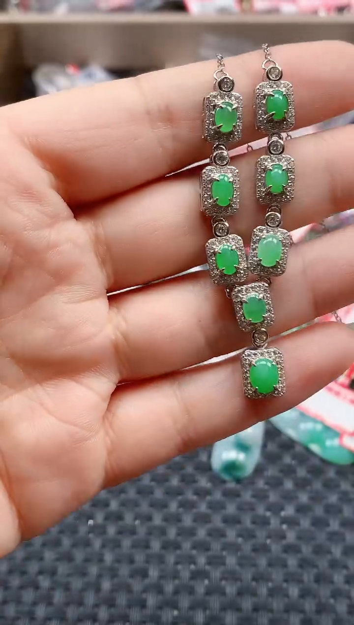 银S925镶嵌戒指翡翠天然A货缅甸翡翠