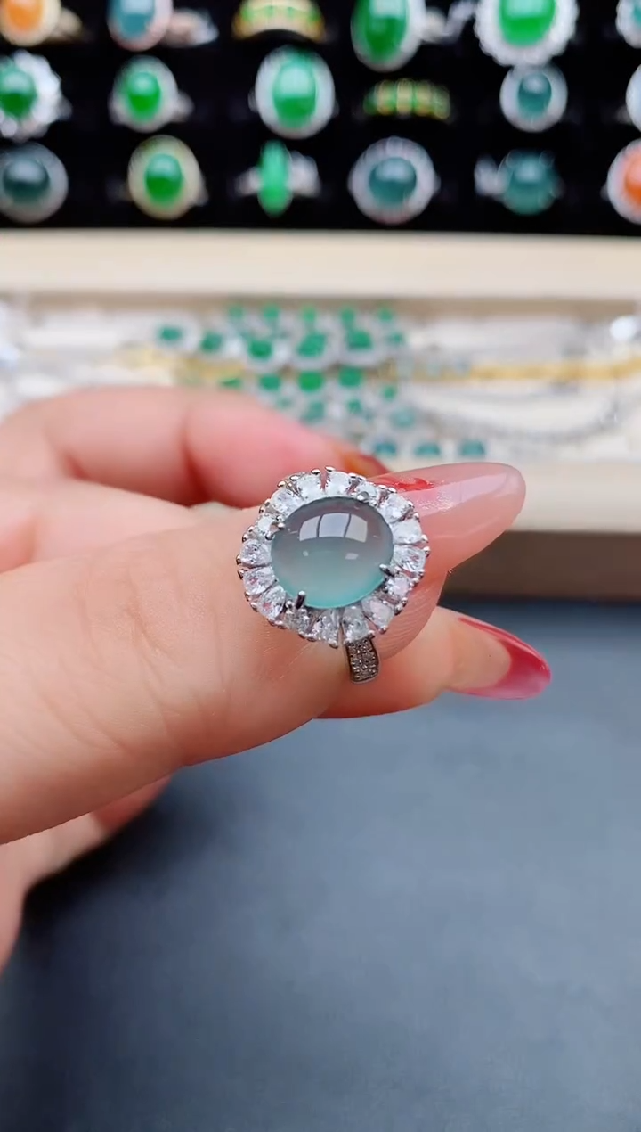 【闪购商品】翡翠戒指银S925镶嵌13321