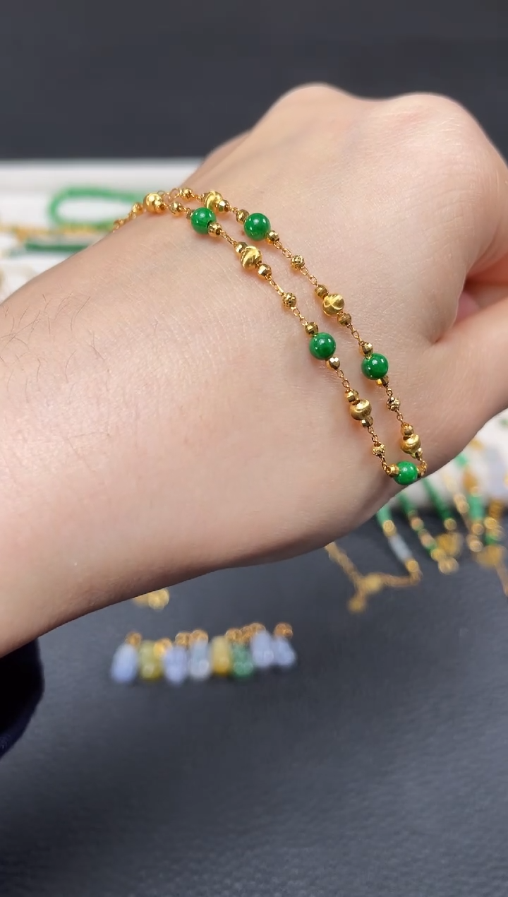 【闪购商品】翡翠套链18K金镶嵌一个  JK615