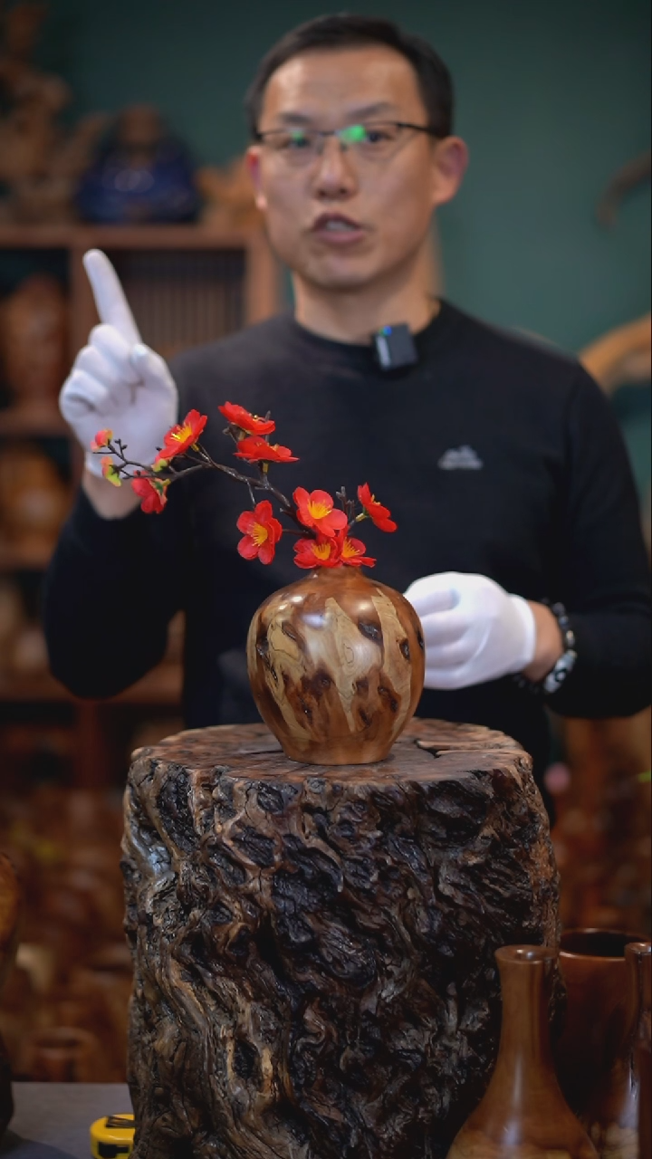 【闪购商品】枣木雷击枣木石榴瓶