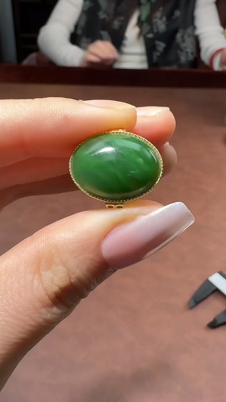 银S925镶嵌戒指和田玉  B5917 多样性发货其一