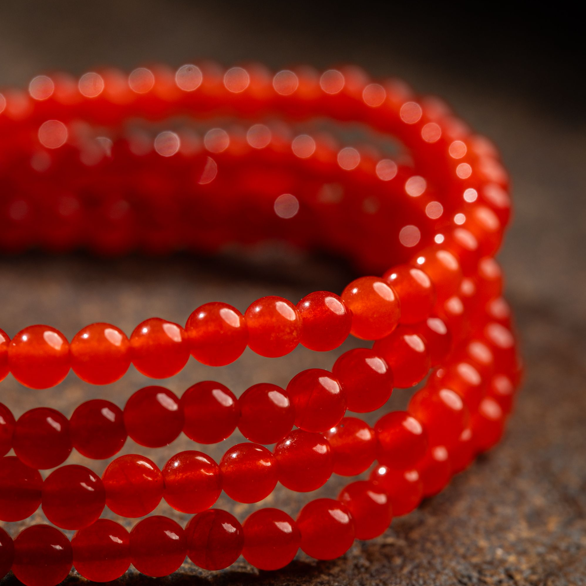 5mm圆珠瓦西南红柿子红108小米连