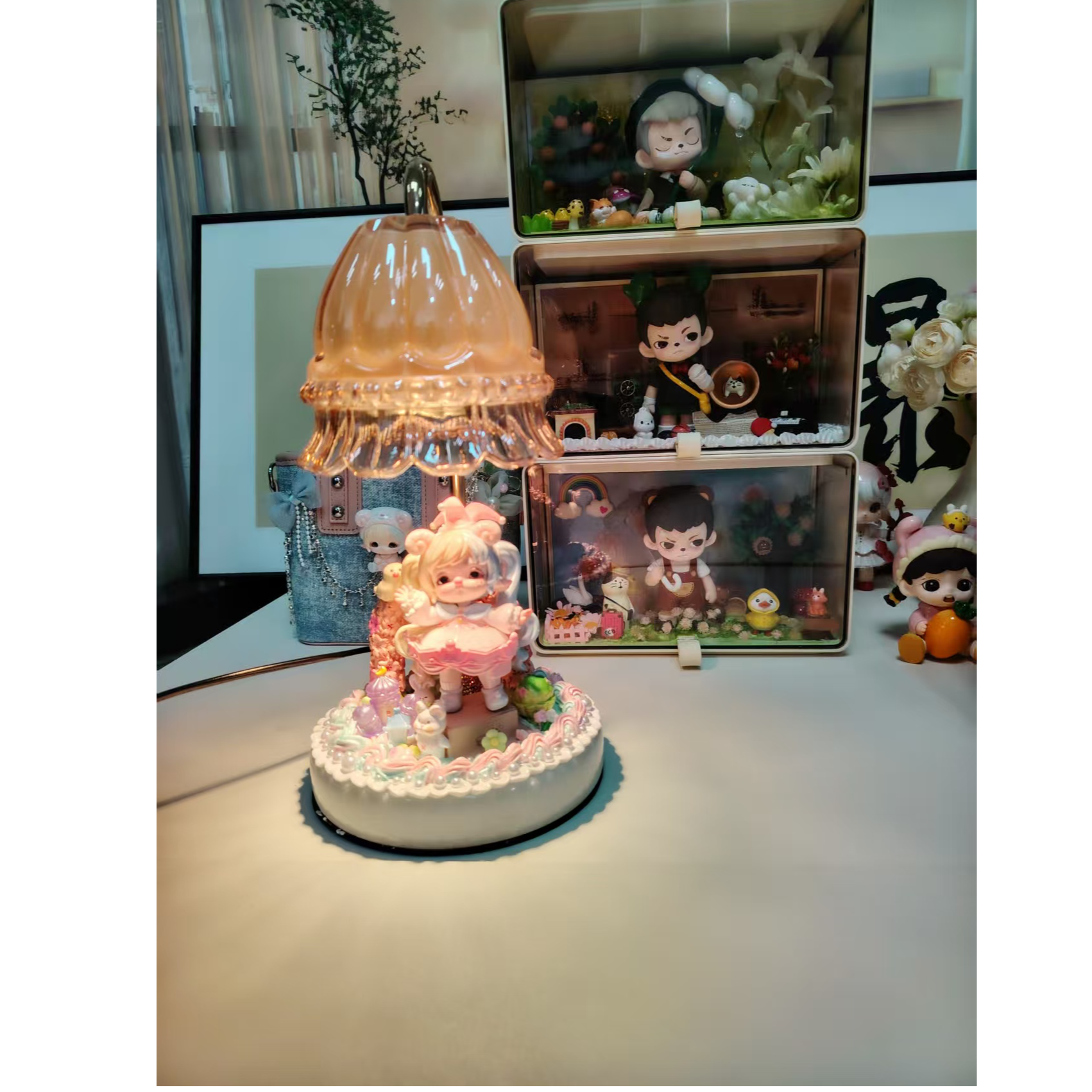 MIMIA羊角村芝芝莓琉璃台灯大理石底座