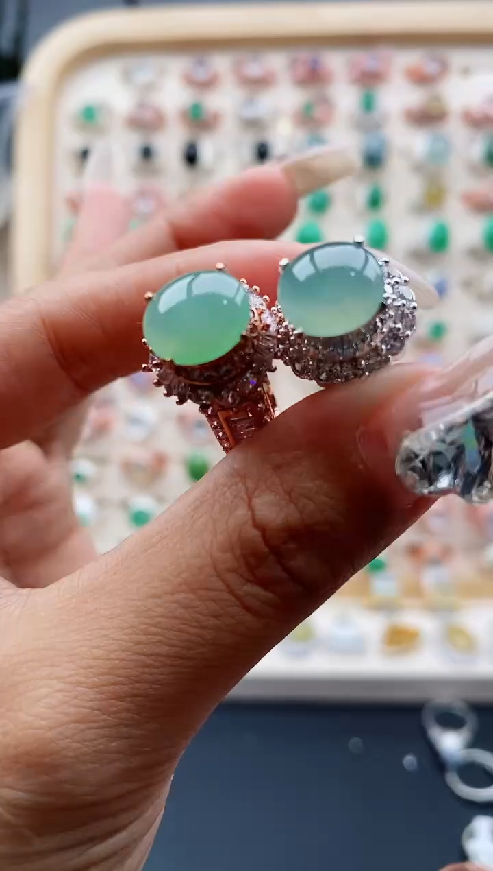 【闪购商品】翡翠戒指未镶嵌缅甸天然A货翡翠333  9+8