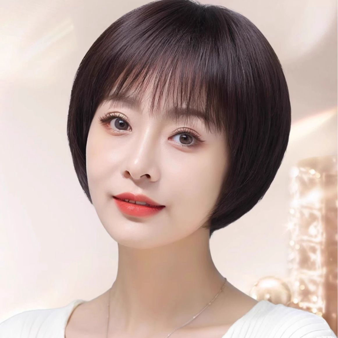 【灵动波波头】假发女全头套波波头全真自然中年妈妈光头假发女款