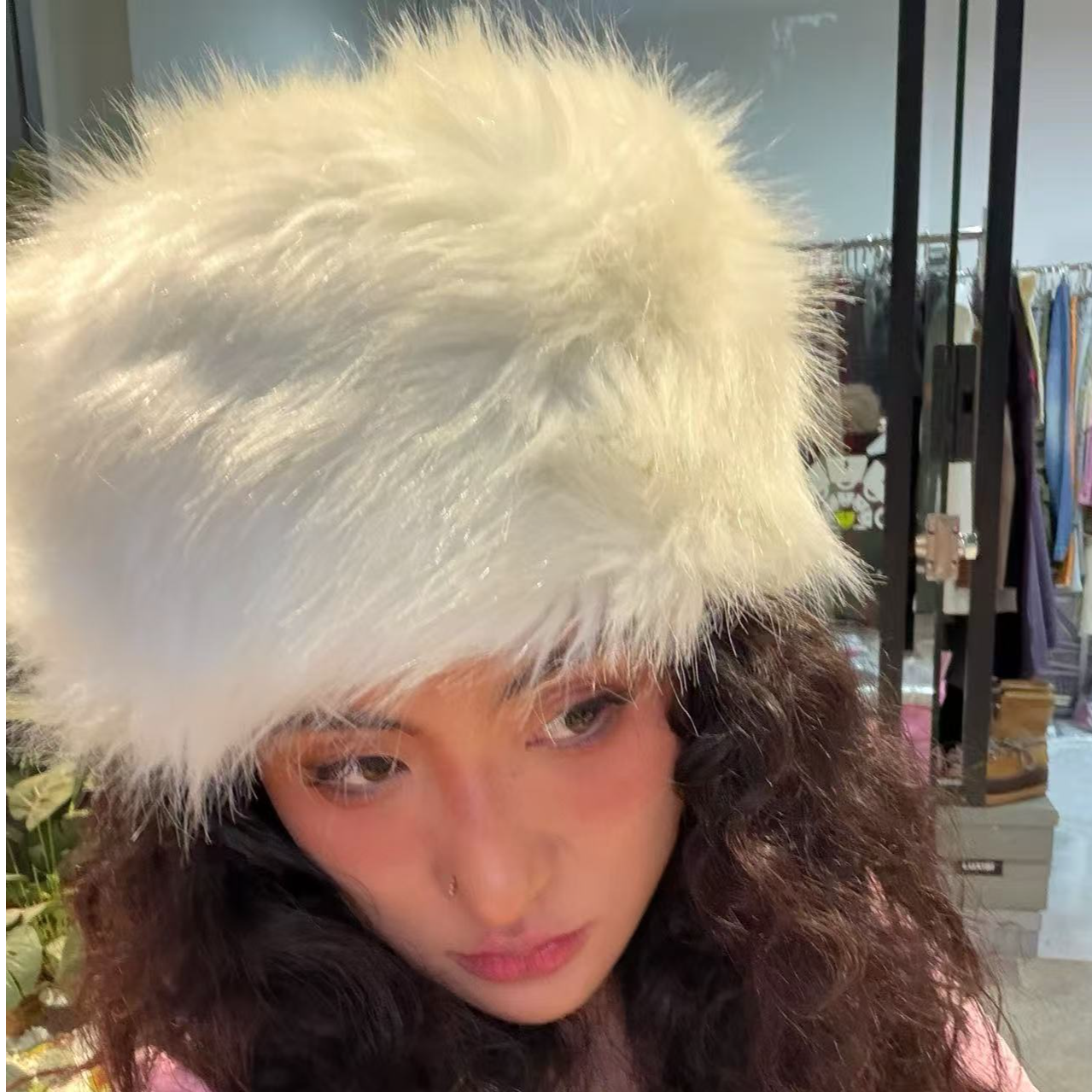 哟酷酷（以帽取人）美式加厚保暖千禧年显颅顶脸小户外屋檐毛毛帽