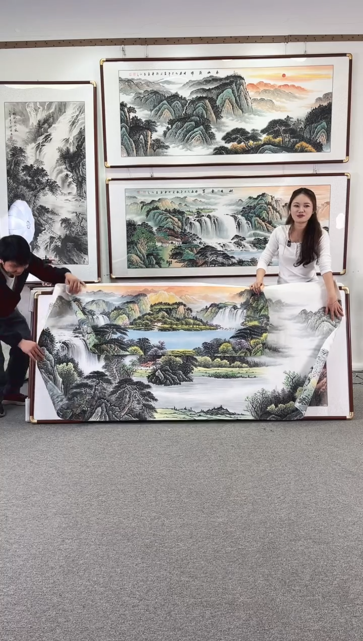 国画纯手绘168x68宝地生金