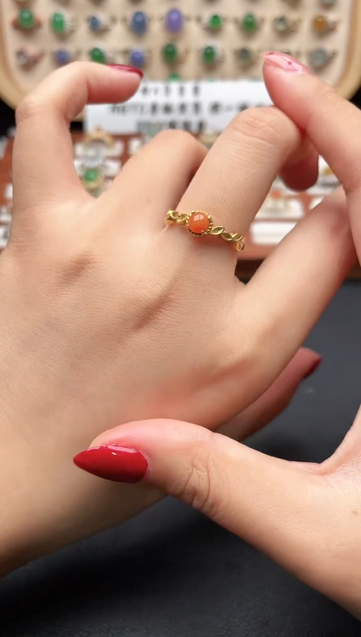 银S925镶嵌戒指翡翠一物一证一礼盒