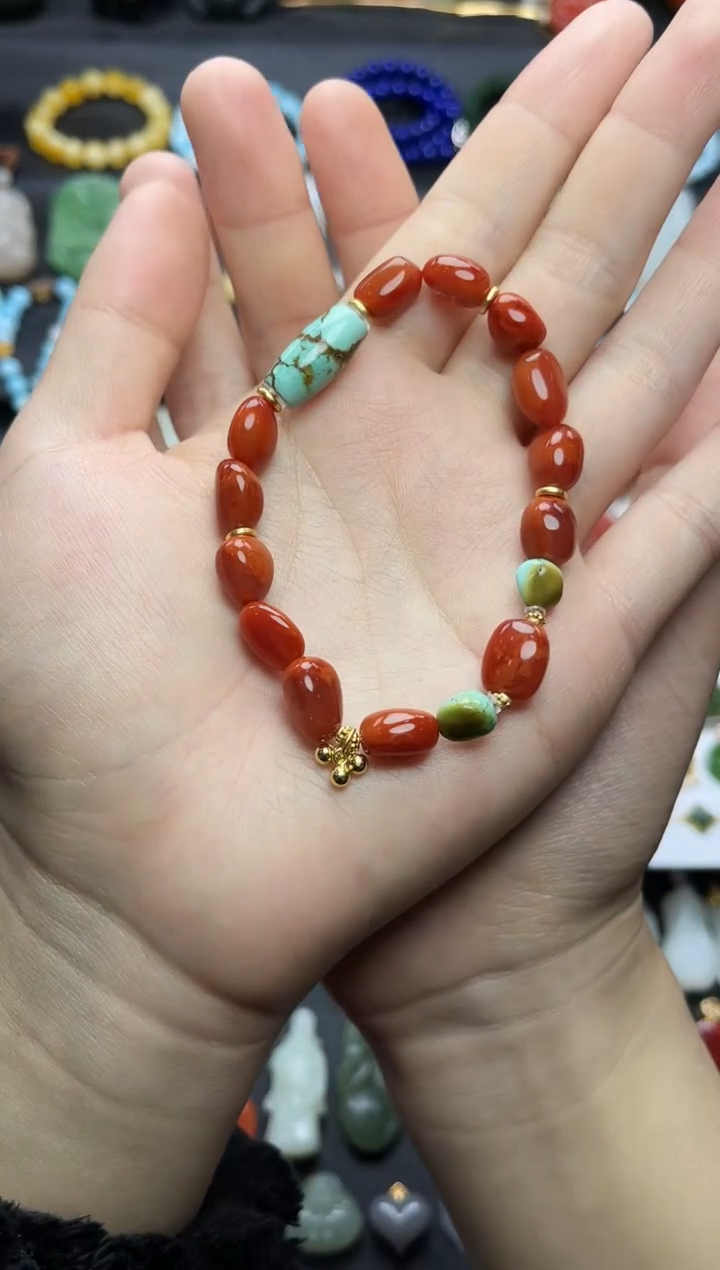 未镶嵌手串南红玛瑙红豆手串06