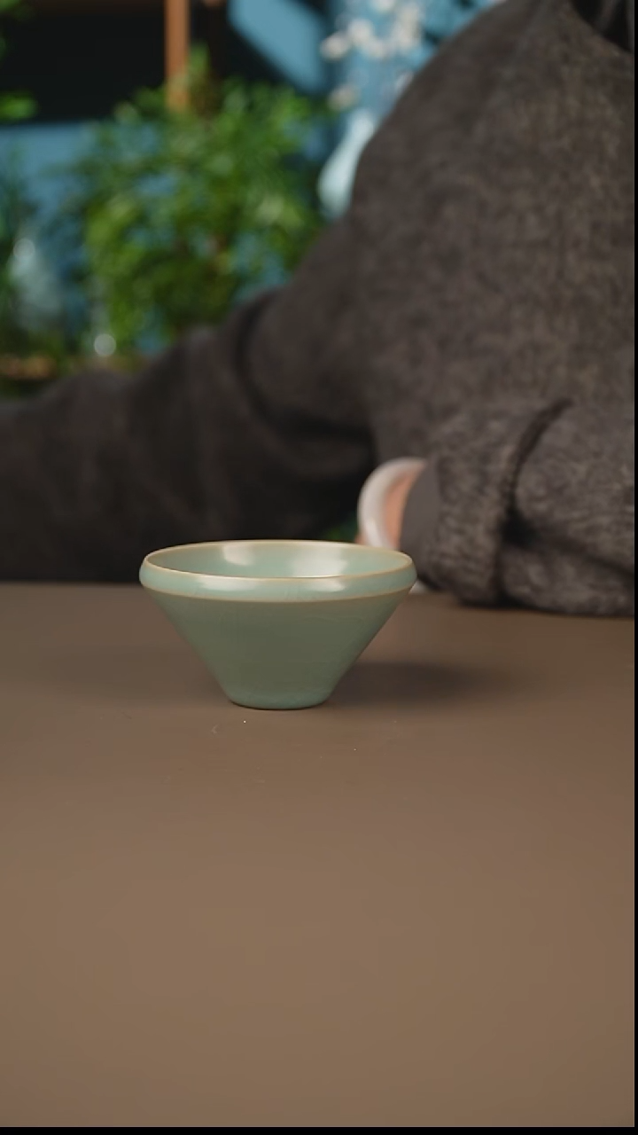 仿古天青折肩斗笠微暇