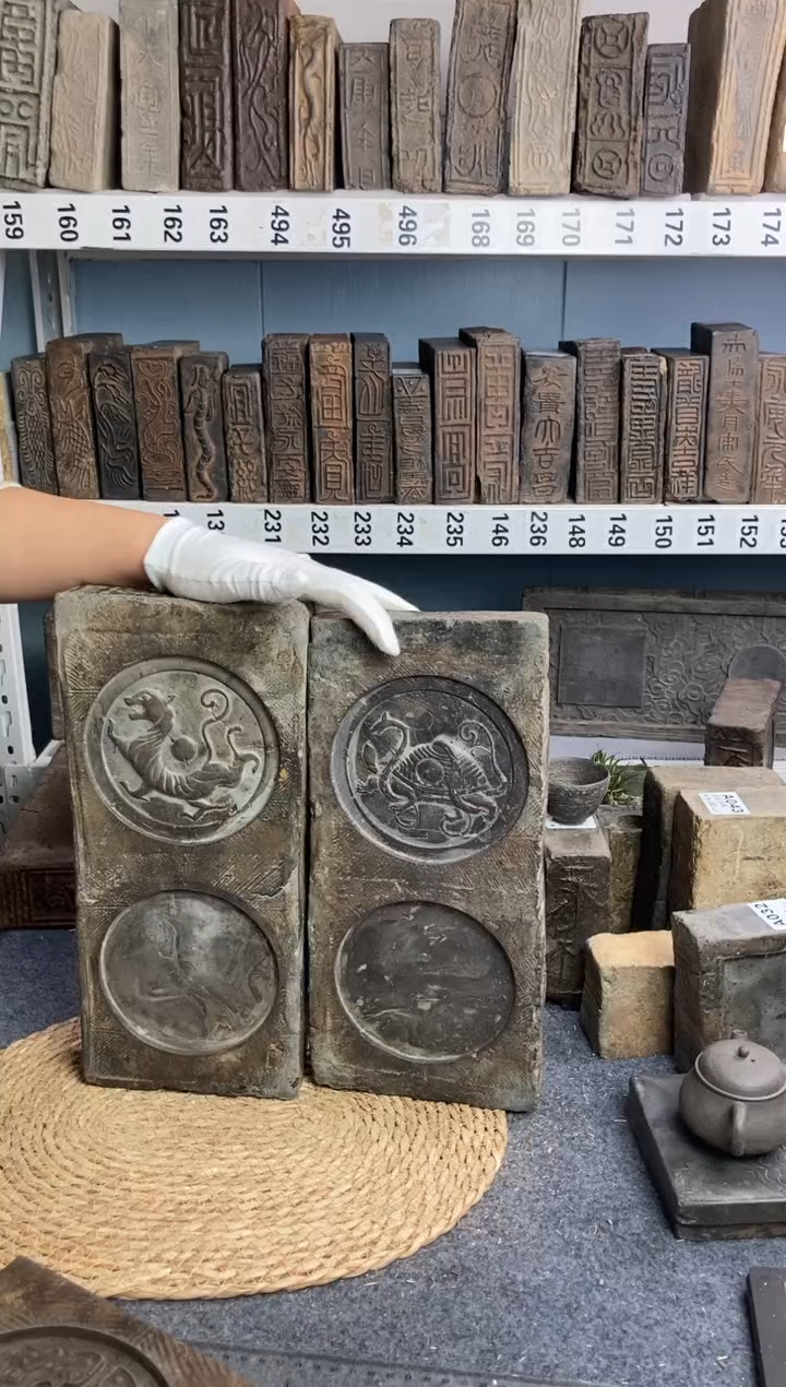 不*古砖雕刻砚台壶承