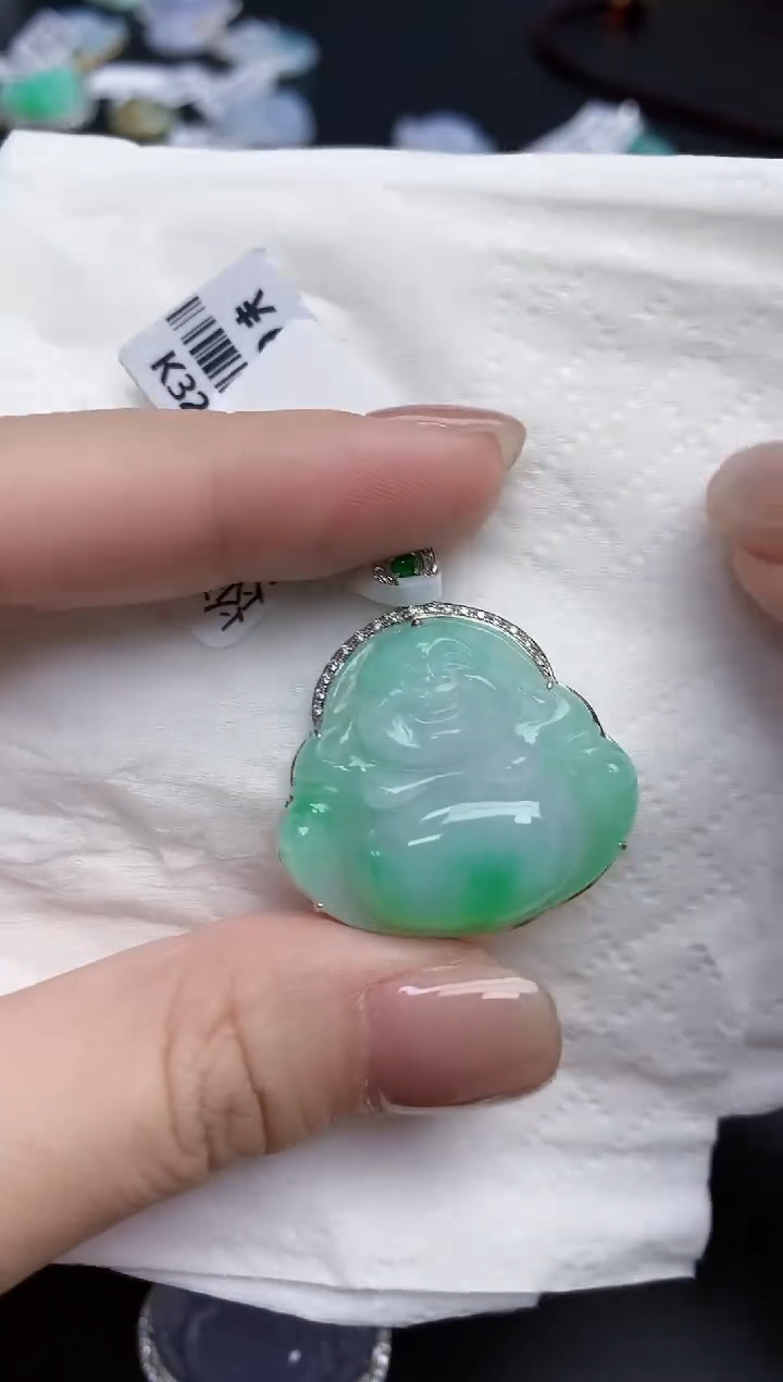 【闪购商品】翡翠颈饰18K金镶嵌天然缅甸翡翠A货