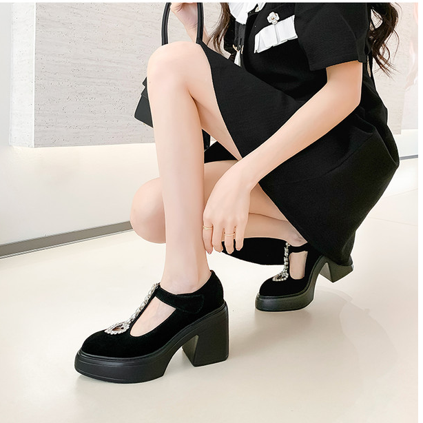 舒渗妮手工女鞋真皮欧美风10cm2025春夏新款气质单鞋粗跟玛丽珍鞋