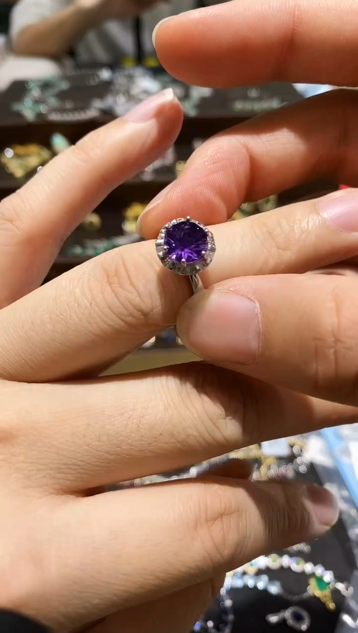 【闪购商品】紫晶戒指银S925镶嵌戒指