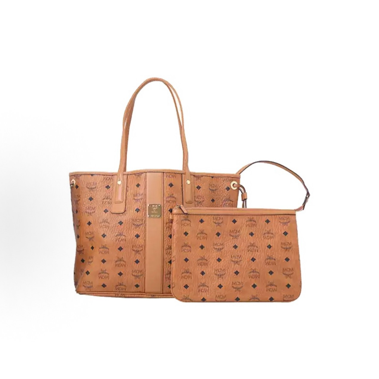 95新 MCM 老花子母托特包中号 J51210