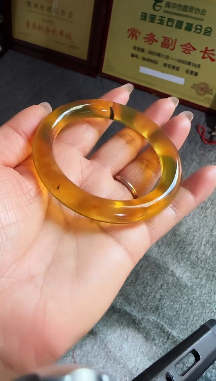 未镶嵌琥珀手镯C*Q#39缅甸琥珀手镯56mm