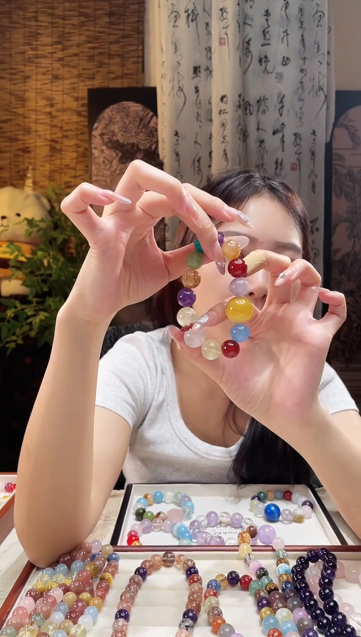 未镶嵌手串水晶黄纹多宝手串