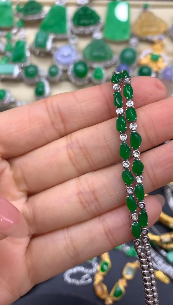 【闪购商品】翡翠手链18K金镶嵌533-中国好珍宝