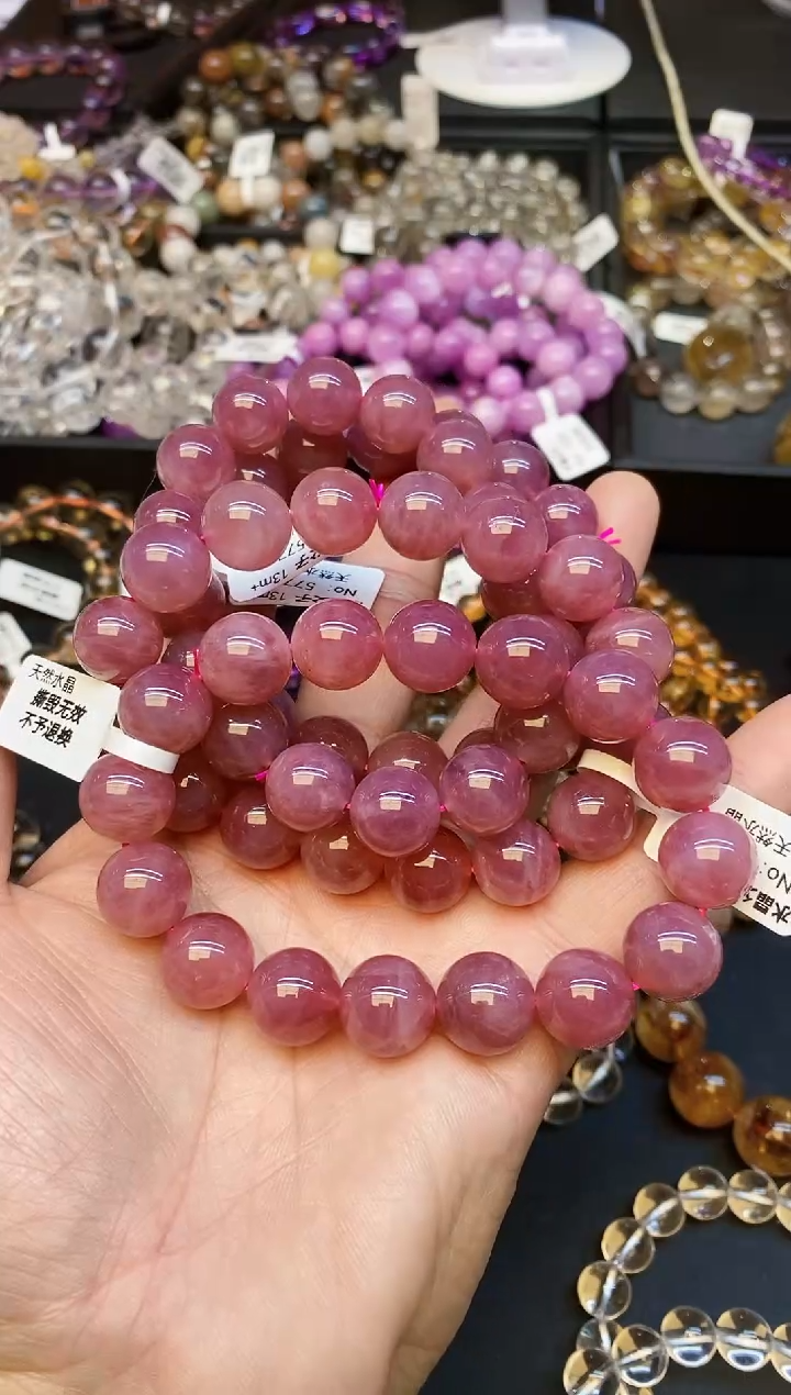 【闪购商品】水晶手链未镶嵌91 紫马粉13mm+ 多样性发其一