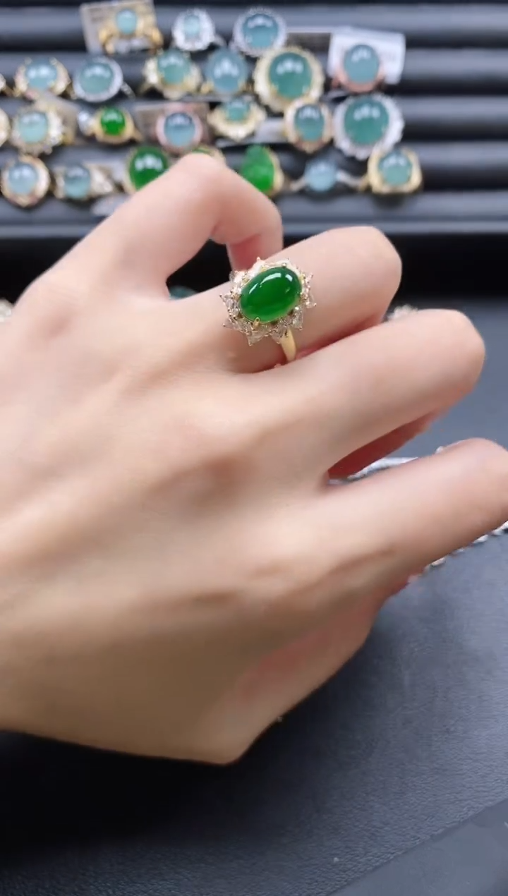 【闪购商品】翡翠戒指银S925镶嵌51151