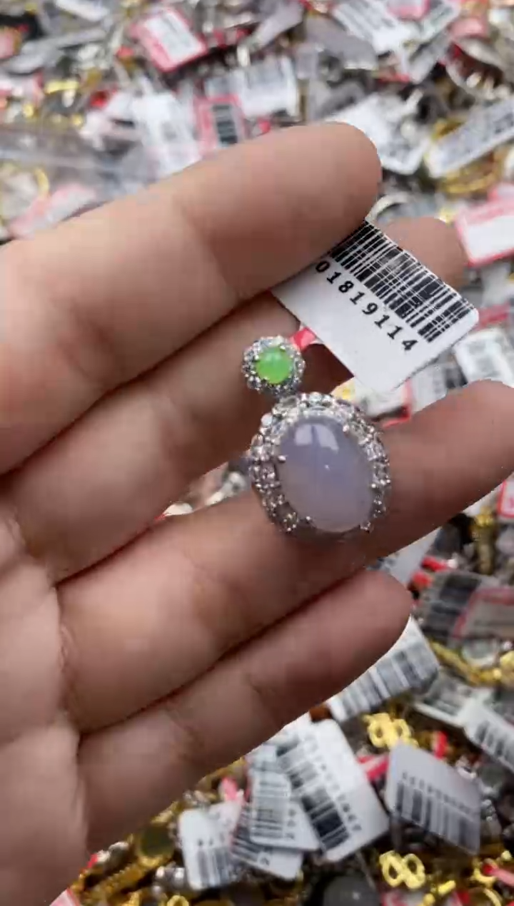 【闪购商品】翡翠戒指银S925镶嵌66666---5