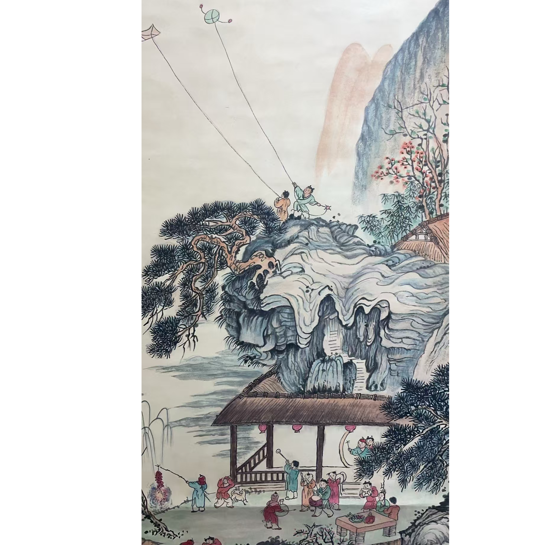 钱老 款 绘画山水立轴137*68平尺8.2
