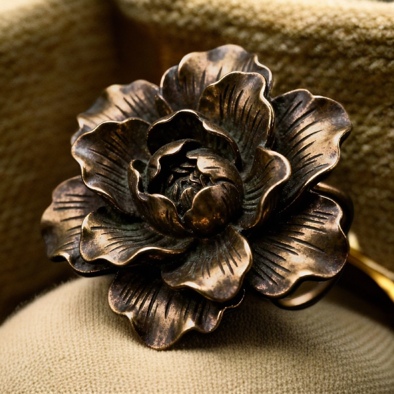 925银木质胸针 女通用复古宫廷民族风饰品手工复古指环银戒配饰