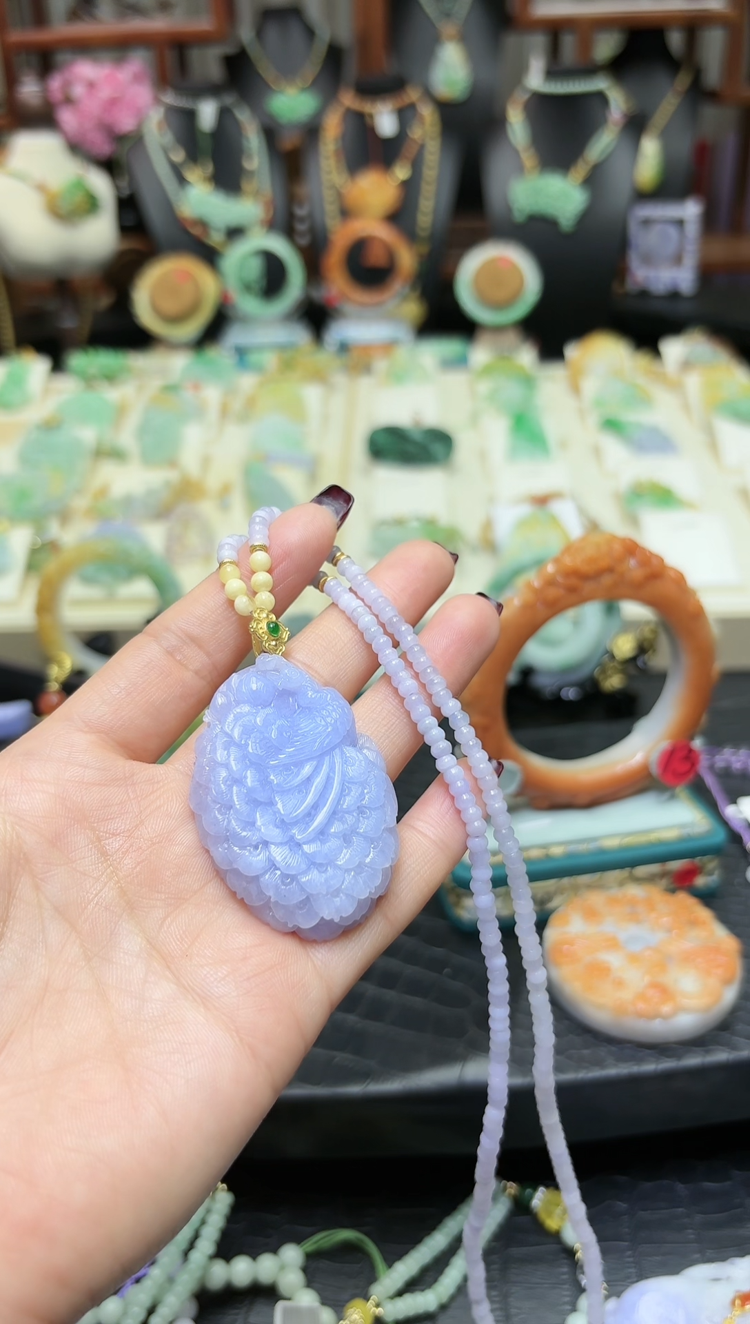 【闪购商品】翡翠颈饰未镶嵌天然紫翡凤牌