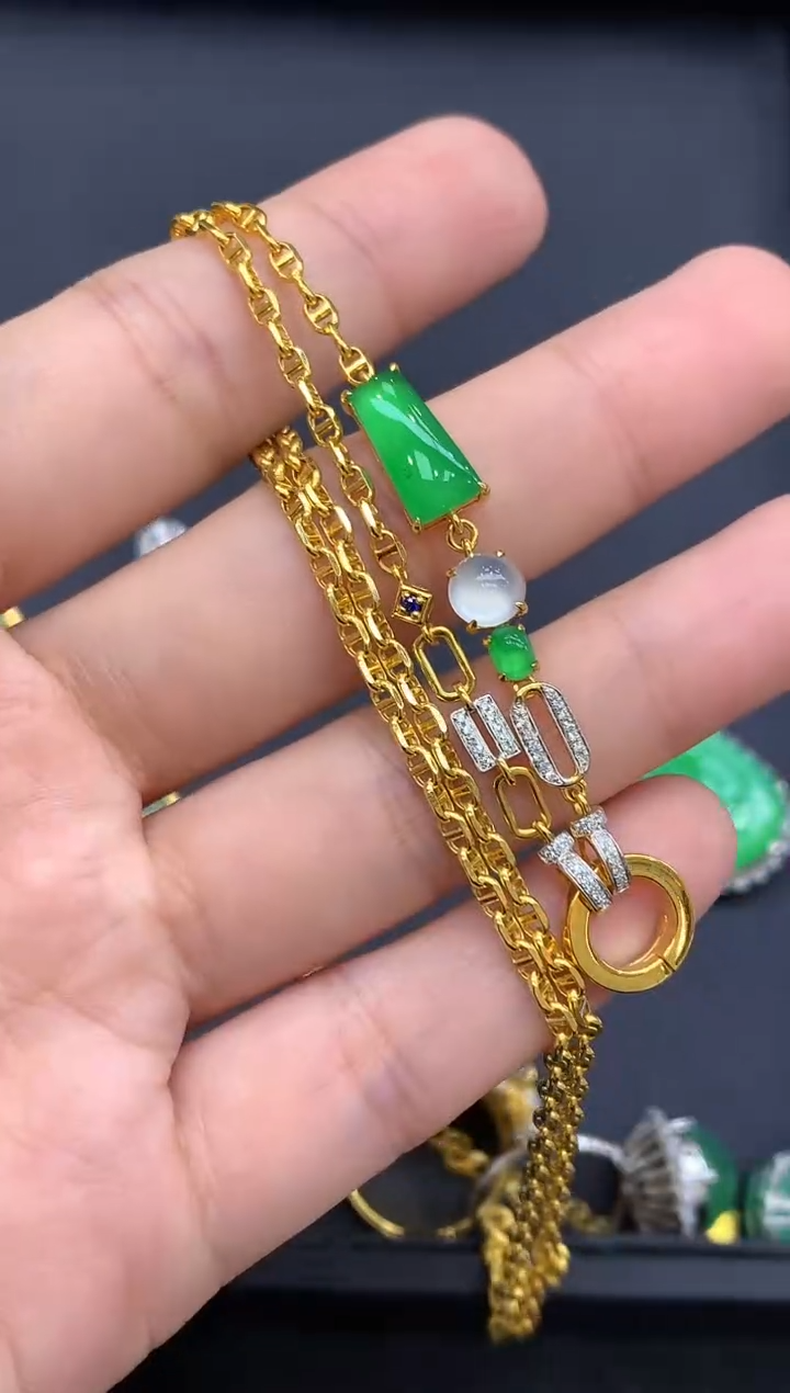 颈饰18K金镶嵌翡翠669-中国好珍宝