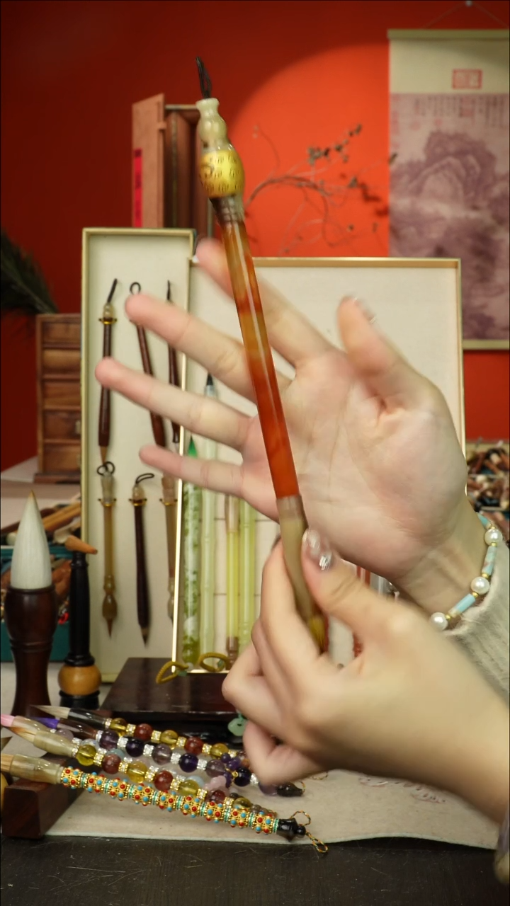 82号闪孤品高货毛笔链接 清水试笔 蘸墨不退