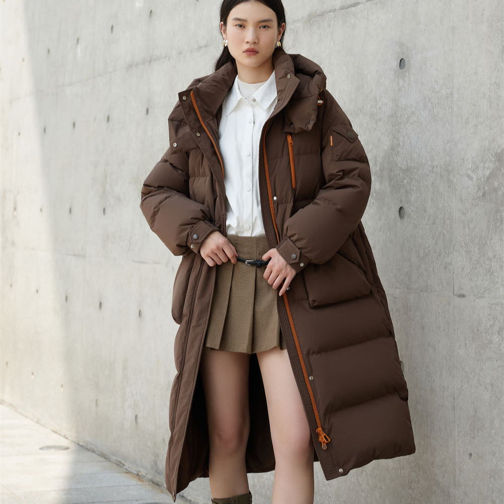 824Y821中长款韩版飘带设计中长款时尚羽绒服