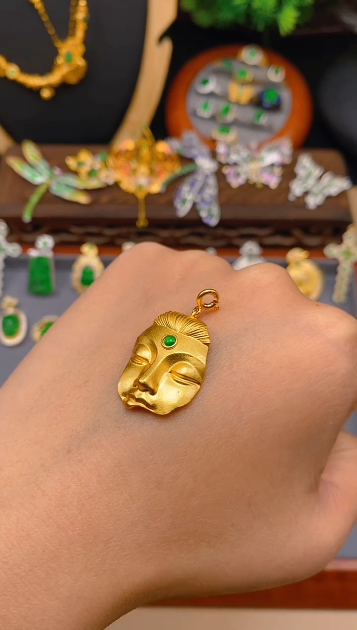 【闪购商品】翡翠吊坠(不含链)银S925镶嵌佛面