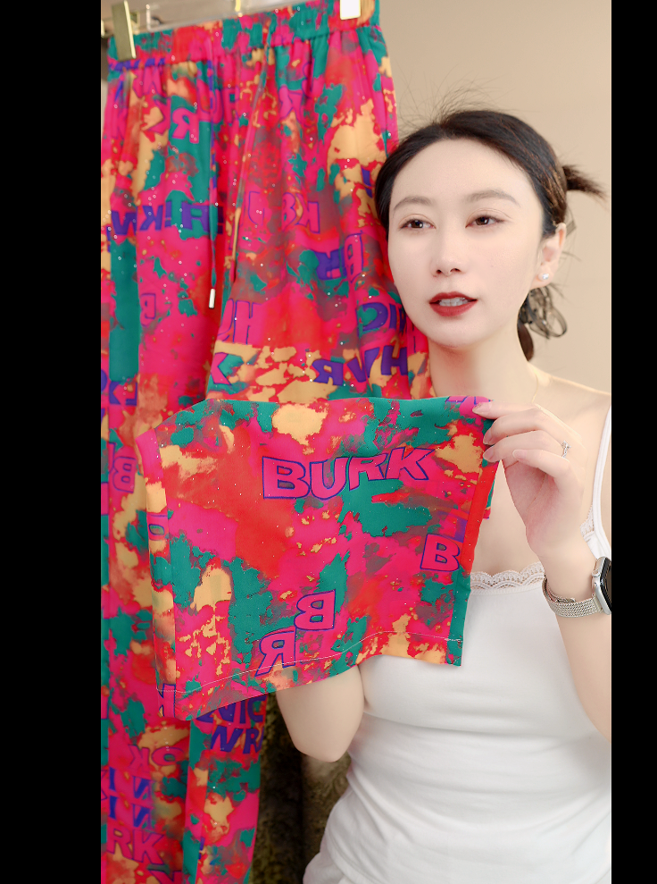 洋气减龄女装裤2025夏季新款系带收腰轻薄款休闲直筒裤