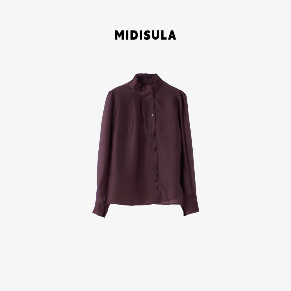 MDSL&休闲紫色女装衬衫文艺常规款提花外套#11013