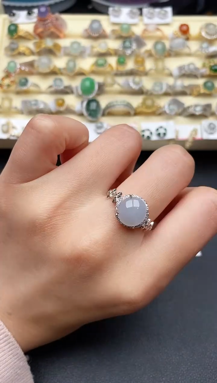 【闪购商品】翡翠戒指银S925镶嵌33333333+1