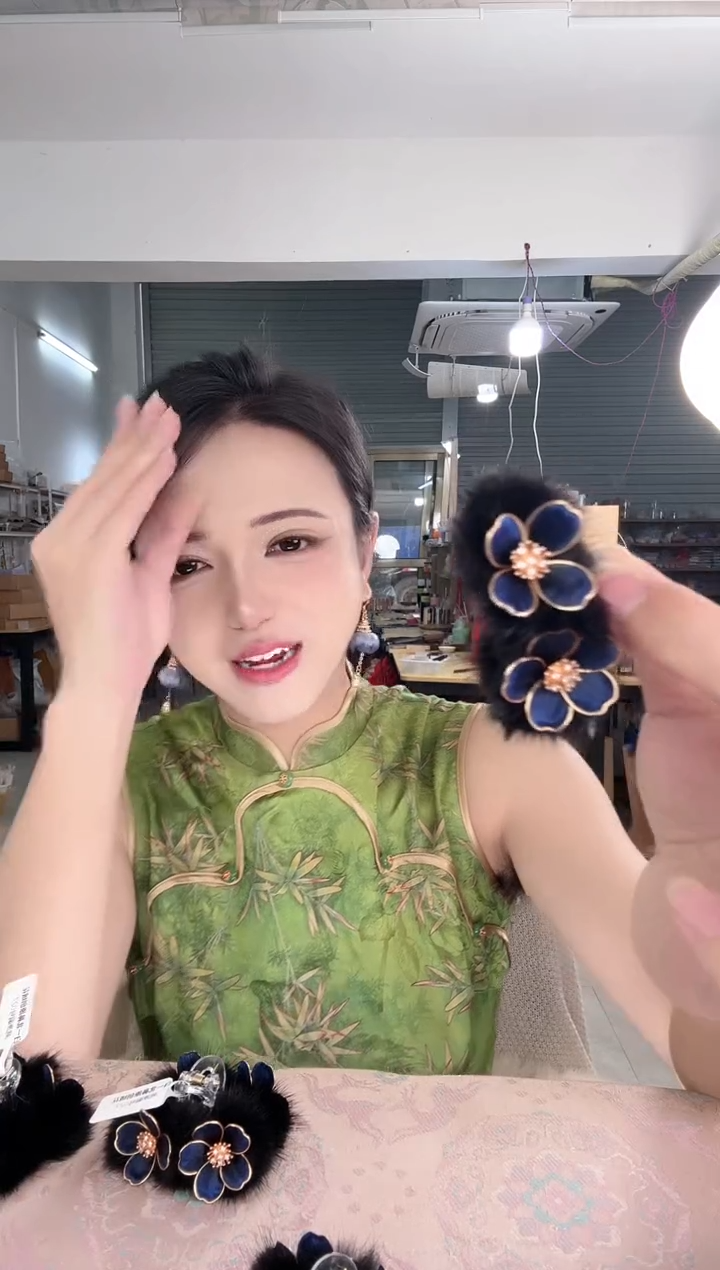 合金无535 单 只非遗绒花 小抓夹