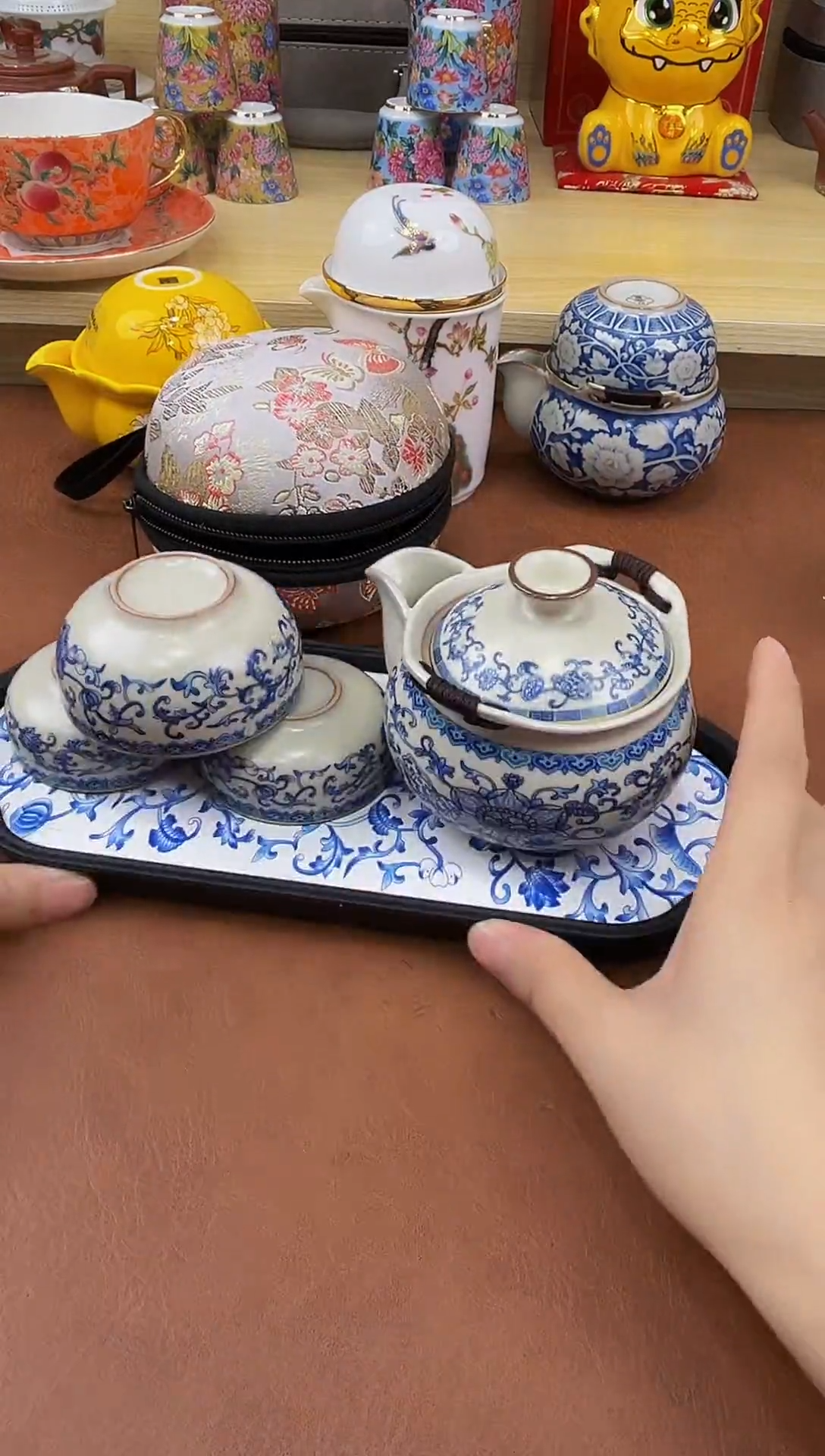 陶瓷茶具摆件旅行套组
