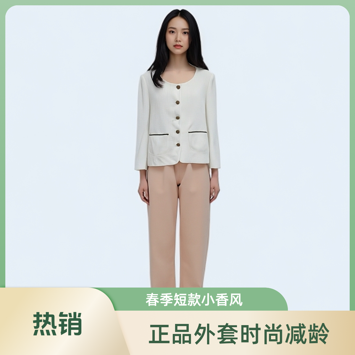 【D0048】春季品牌专柜正品汉派时尚减龄细纺短款长袖小香风外套