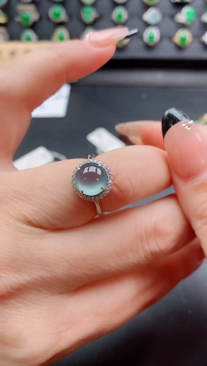 银S925镶嵌戒指翡翠1