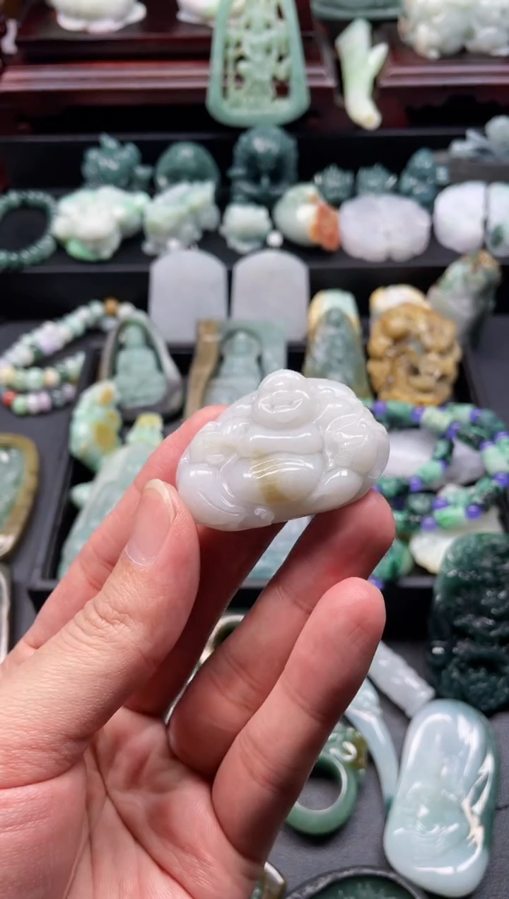 颈饰未镶嵌翡翠10  天然翡翠a货  弥勒佛