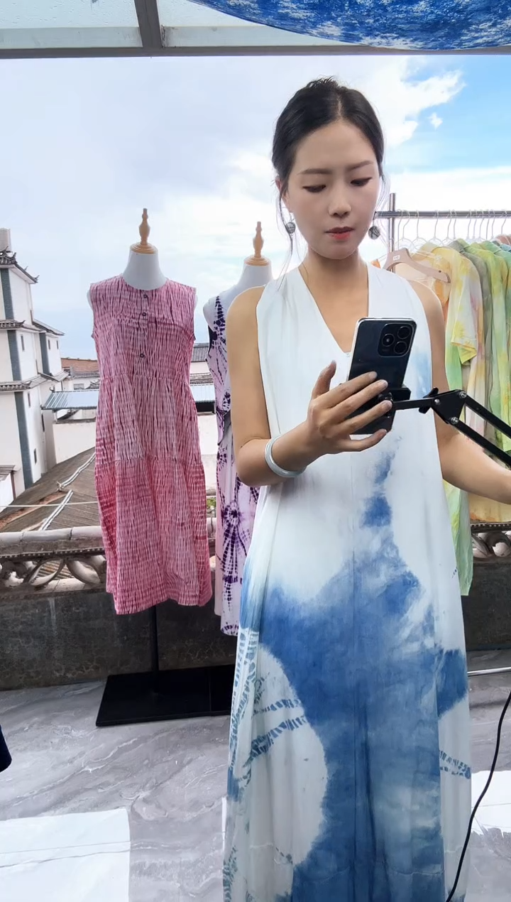 套头大理扎染连衣裙