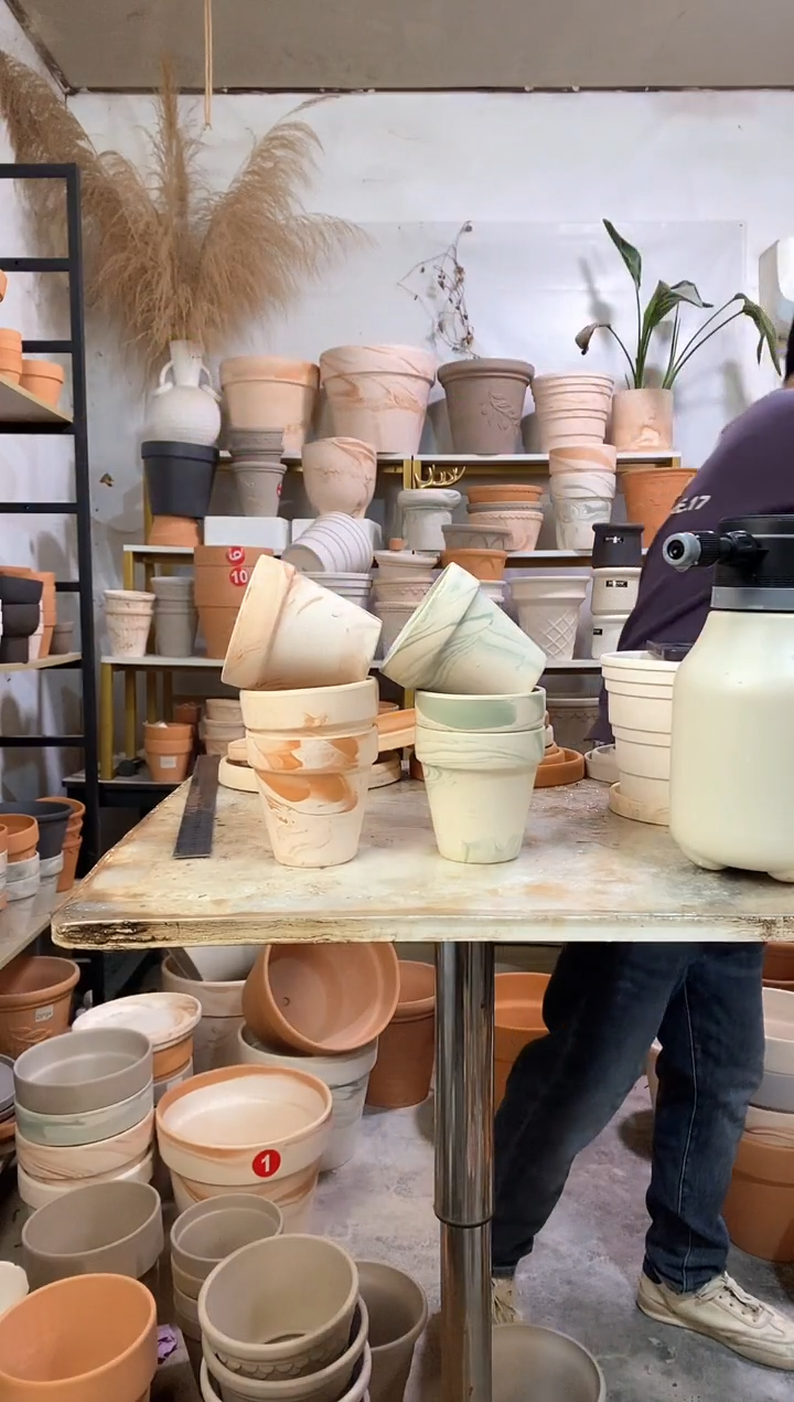 10*10双色陶盆组合 6盆无托