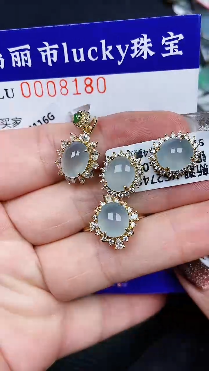 颈饰银S925镶嵌翡翠8180