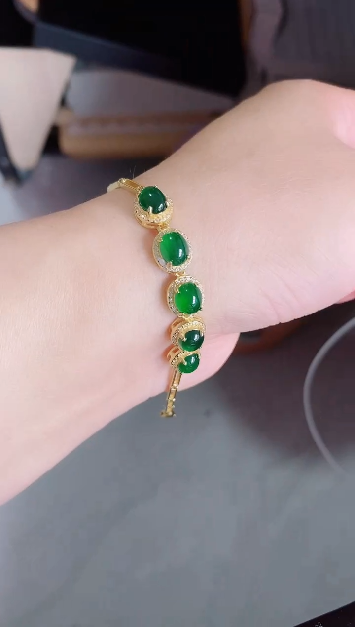 【闪购商品】翡翠手链银S925镶嵌1221