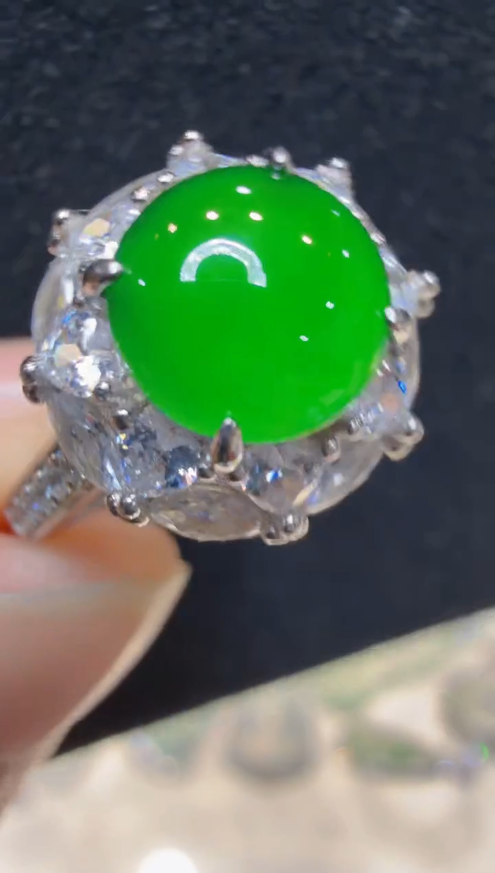 银S925镶嵌戒指翡翠多样性团购发一件