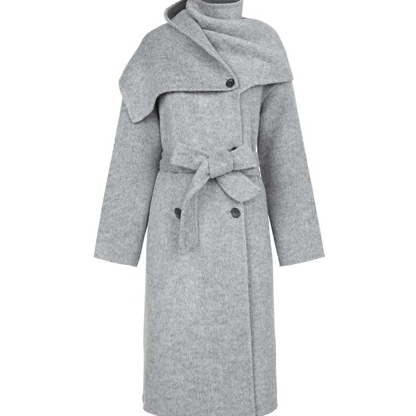 【娜不是辣】SDEER圣迪奥冬气质设计师长款百搭毛呢风衣S23482528